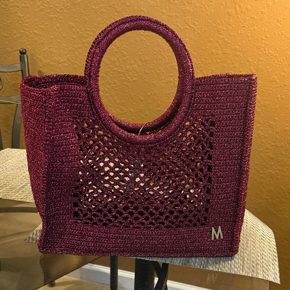 Elegant Maroon Woven Tote Bag